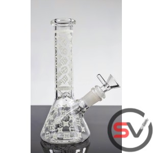 DESIGNER GLASS BEAKER With ICE CATCHER 8inch (GLOW IN DARK)